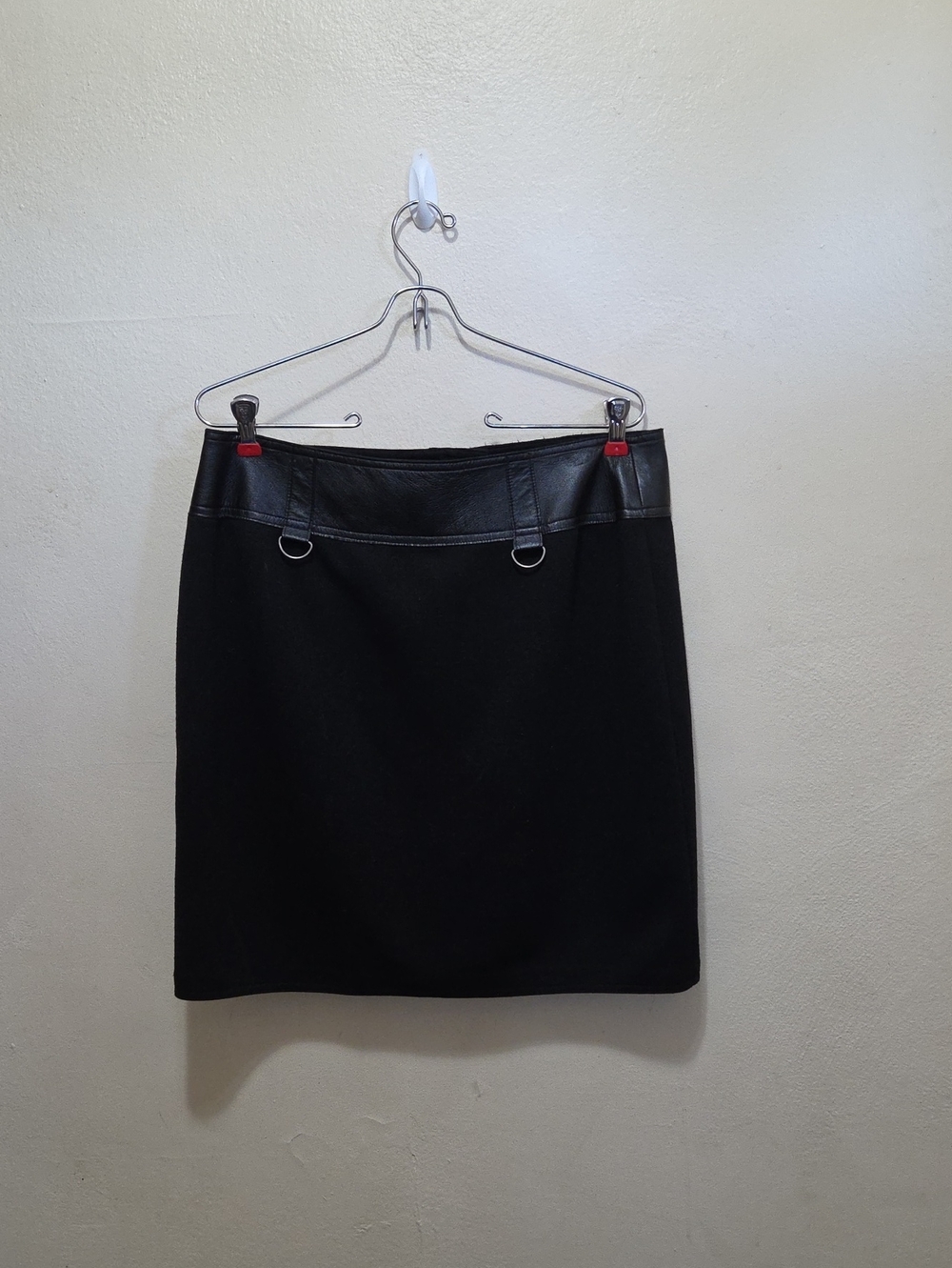 INC International Concepts Black Pencil Skirt with Faux Leather Waistband
